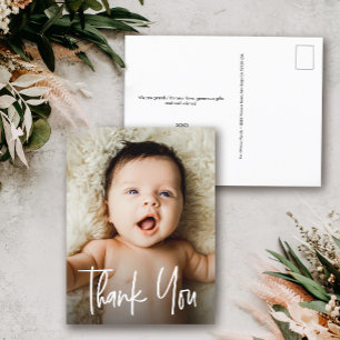 Anpassningsbar Nyfödd Foto Modern Baby Shower Tack Vykort