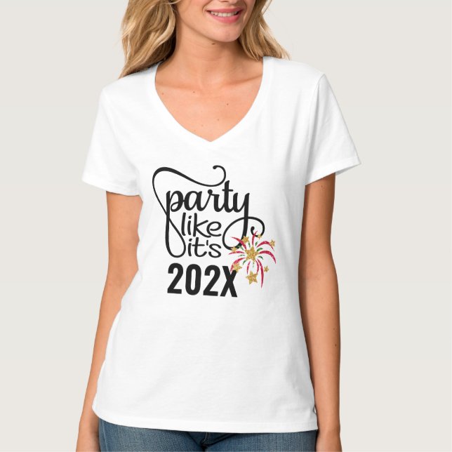 Anpassningsbar - nytt år för familjen Party T Shirt (Framsida)