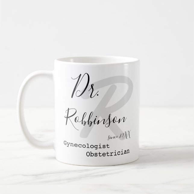 Anpassningsbar Obgyn Obstetrician Gynecolog Monogr Kaffemugg (Vänster)