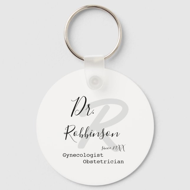Anpassningsbar Obgyn Obstetrician Gynecolog Monogr Nyckelring (Framsida)