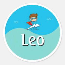 Anpassningsbar Ocean Hero Design Barn Namn Klister Runt Klistermärke