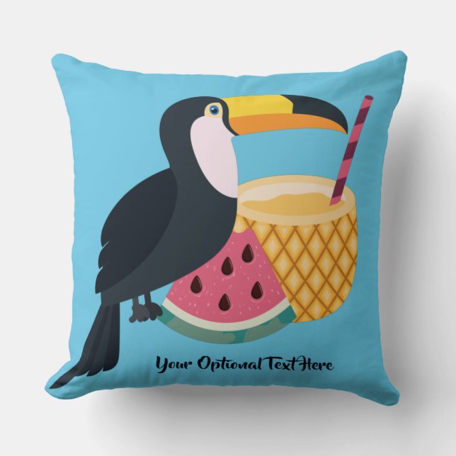Anpassningsbar och färg Toucan Illustration Kudde (Framsida)
