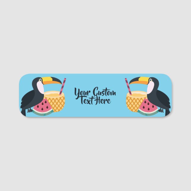 Anpassningsbar och färg Toucan Illustration Namnbricka (Framsida)