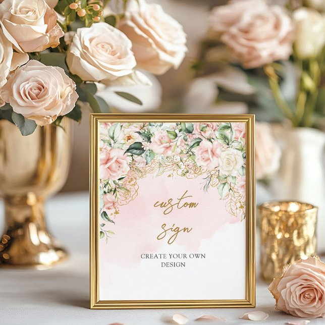  Anpassningsbar och guld- skapar ditt eget tecken Poster (Blush and gold Custom create your own sign)