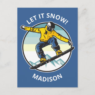 Anpassningsbar och namn SNOWBOARDER Vykort
