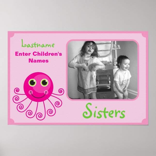 Anpassningsbar Octopus Big Sister Child's Namn Poster (Framsidan)