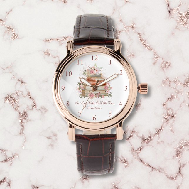 Anpassningsbar Offert Bokar och Vintage Rosa ros Armbandsur (Close up)