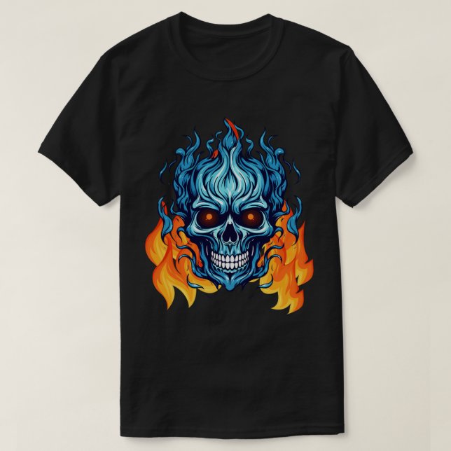 Anpassningsbar öga fångade monster i blå eldsvart t shirt (Design framsida)