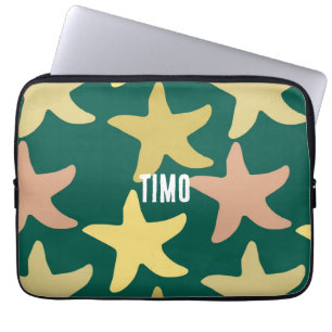 Anpassningsbar oliv grönt Starfish-bakgrund Modern Laptop Fodral