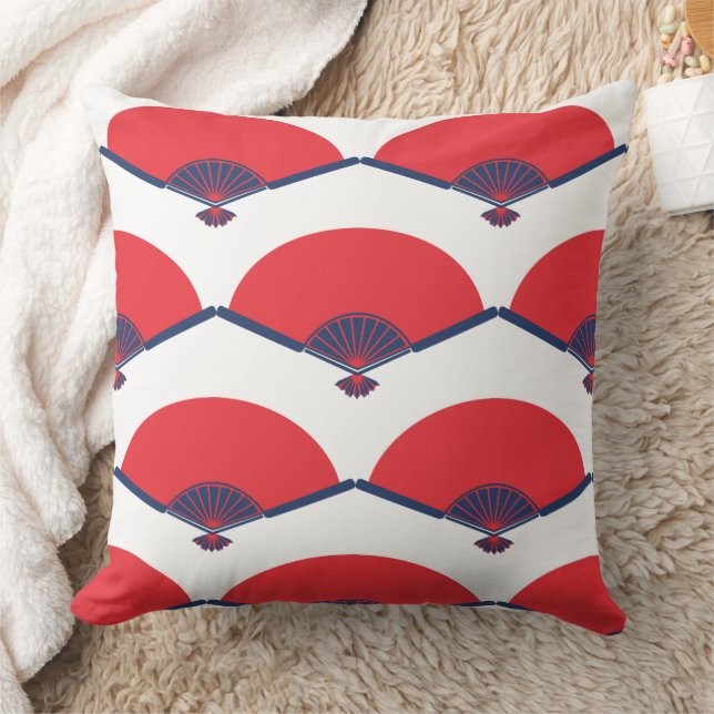 Anpassningsbar om japanska Fläkt Mönster i bakgrun Kudde (Filt)