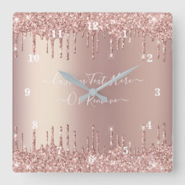 Anpassningsbar om murklocka i ro Glitter i Guld Na Fyrkantig Klocka