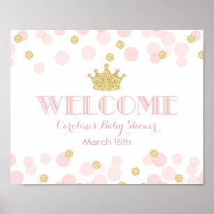 Anpassningsbar om Princess Rosa Guld Baby Shower V Poster
