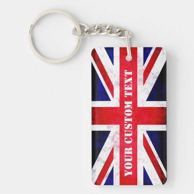 Anpassningsbar om Rustic Union Jack UK Flagga Text (Framsidan)