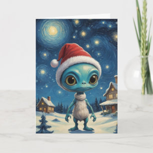 Anpassningsbar om stjärnor Natt Alien Cute Jul Kort