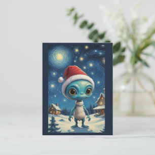 Anpassningsbar om stjärnor Natt Alien Cute Jul Vykort