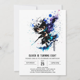 Anpassningsbar Online Ninja Boy Digital Birthday Inbjudningar