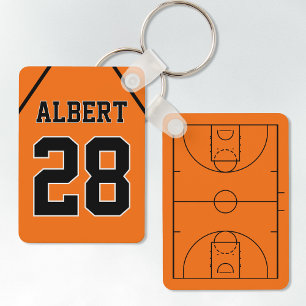 Anpassningsbar Orange & Black Basketball Court och Nyckelring