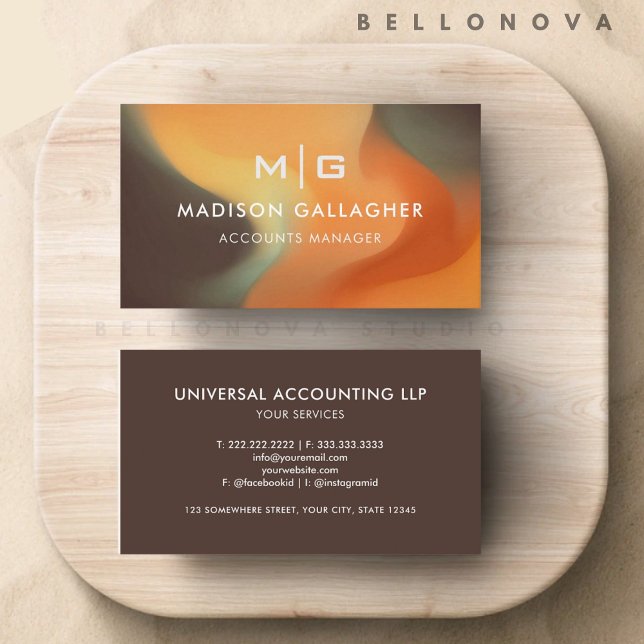 Anpassningsbar Orange Brun estetisk Professionell Visitkort (Custom Orange Brown Aesthetic Professional Business Card)