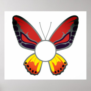 Anpassningsbar Orange Butterfly Round Monogram Poster