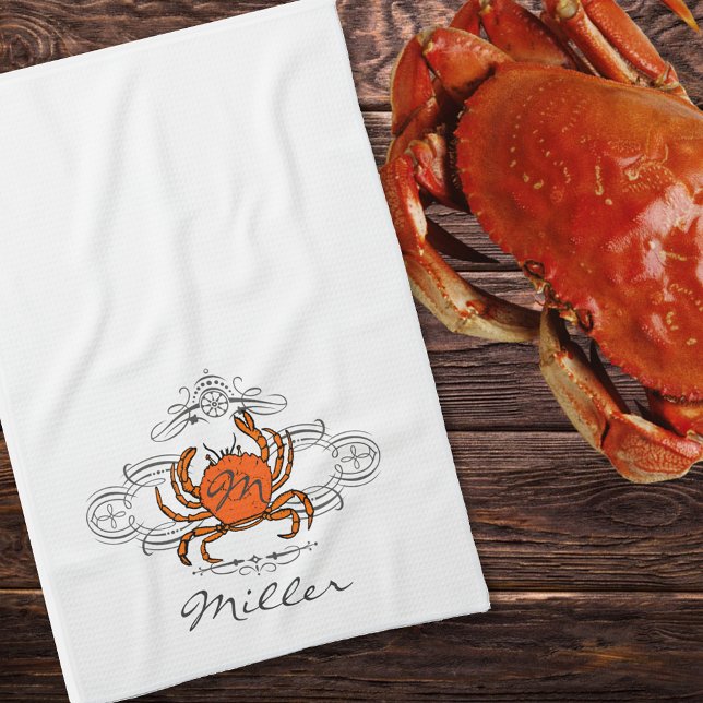 Anpassningsbar Orange Crab Kitchen Towel Kökshandduk (Skapare uppladdad)