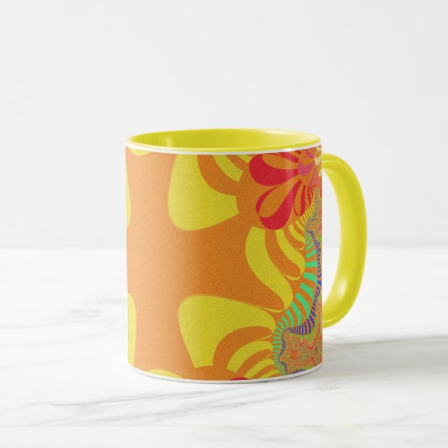 Anpassningsbar Orange Gult Kor Kaffe Mugg (Framsida höger)