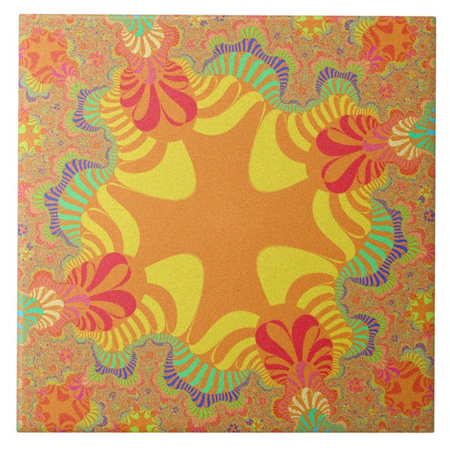 Anpassningsbar Orange Gult Kor Stora plattan-platt Kakelplatta (Framsidan)