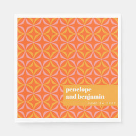 Anpassningsbar Orange Gult Retro Typography Bröllo Pappersservett