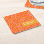Anpassningsbar Orange Gult Retro Typography Bröllo Underlägg Papper Kvadrat<br><div class="desc">Anpassningsbar Modern Orange och Gult Retro Typography Bröllop Papprare Underlägg</div>