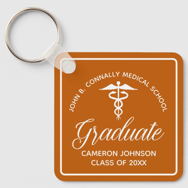 Anpassningsbar Orange Medical School Studenten Kee Nyckelring (Framsida)