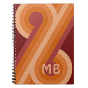 Anpassningsbar Orange Mörk Maroon Red Retro Art Mö Anteckningsbok