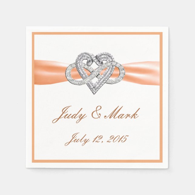 Anpassningsbar Orange Ofinity Heart Papper Napkins Pappersservett (Framsidan)