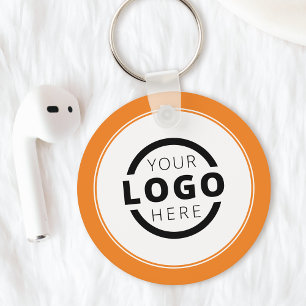 Anpassningsbar Orange Promotional Business Logotyp Nyckelring