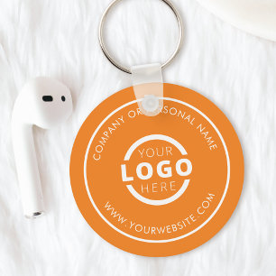 Anpassningsbar Orange Promotional Business Logotyp Nyckelring
