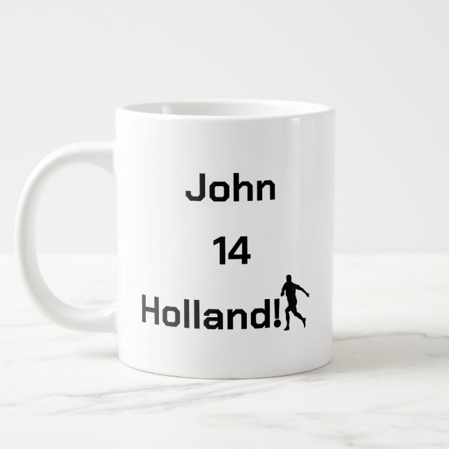 Anpassningsbar Oranje Supporterutrustning Jumbo Mugg (Vänster)