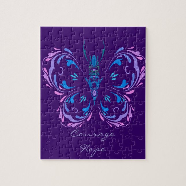Anpassningsbar Ord Courage Hope Lila Butterfly Pussel (Vertikal)
