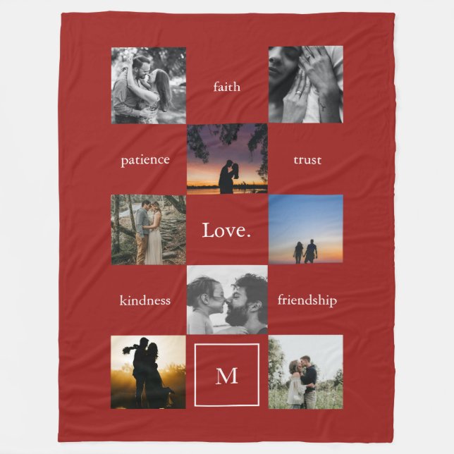 Anpassningsbar Ord Photos Meaningful Gift in Red Fleecefilt (Framsidan)
