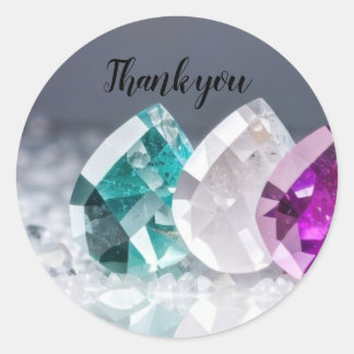 Anpassningsbar Ord Triple Shiny Gems Runt Klistermärke
