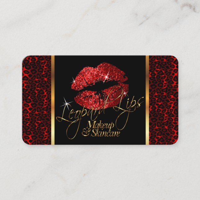 Anpassningsbar Order-Makeup Artist med Leopard & R Visitkort (Framsida)