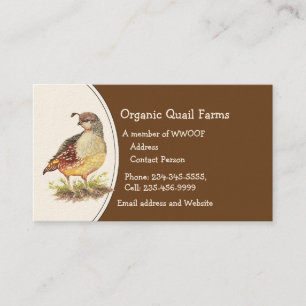 Anpassningsbar Organic Quail Farm Animal Affärskor Visitkort