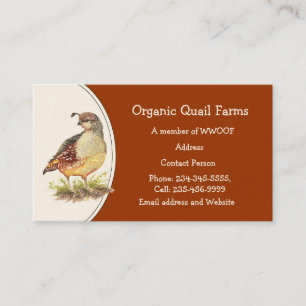 Anpassningsbar Organic Quail Farm, animaliskt Affä Visitkort