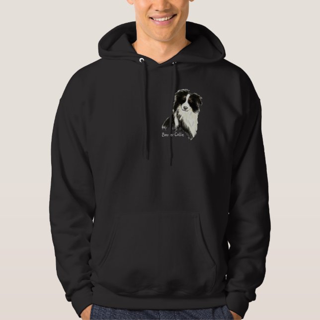 Anpassningsbar Original Watercolor Gräns Collie Hu Hoodie (Framsida)