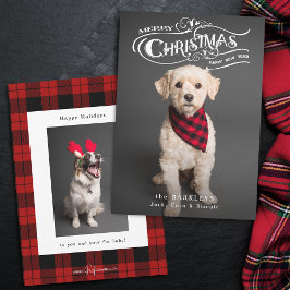 Anpassningsbar Ornate jul Typography Pet Photo Julkort