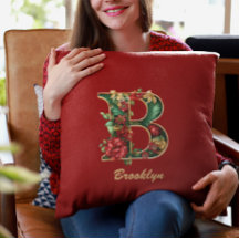 Anpassningsbar Ornate Monogram B jul Red Guld