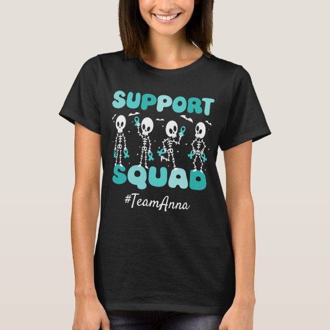 Anpassningsbar Ovarian Cancer Support Squad Hallow T Shirt (Framsida)