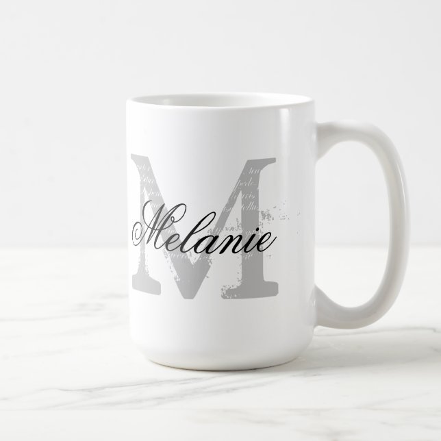 Anpassningsbar överdimensionerad typografi, monogr kaffemugg (Höger)