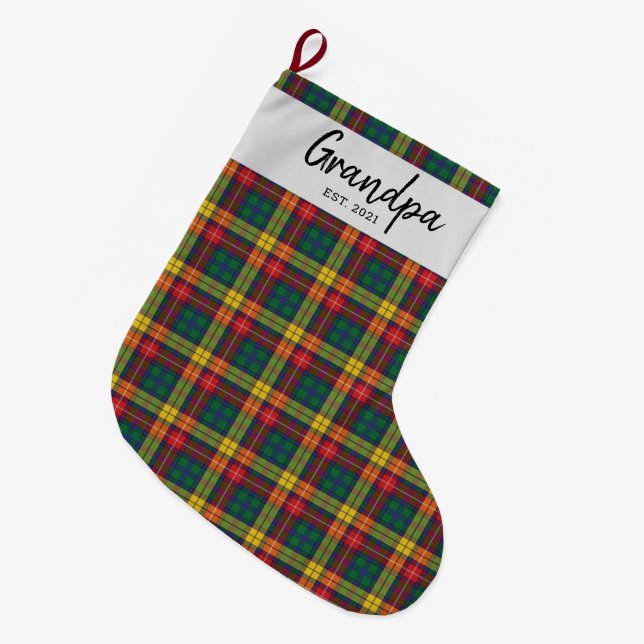 Anpassningsbar P Klan Buchanan Tartan Check Grandp Stor Julstrumpa (Framsidan (Hängande))