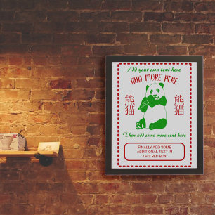 Anpassningsbar på kinesiska Restauranger-menyn Poster