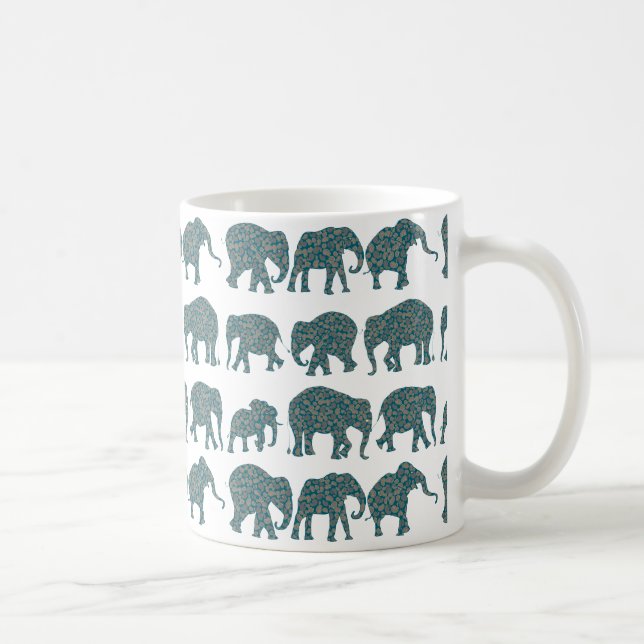 Anpassningsbar på Paisley Elephants,Vit kaffe Mugg (Höger)