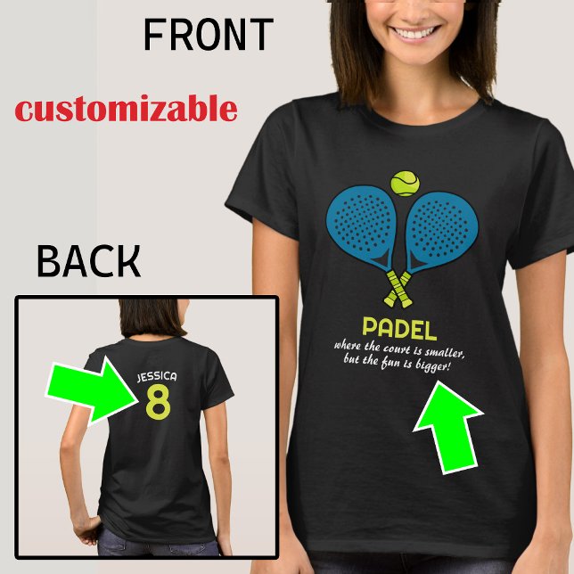 🎾 Anpassningsbar, Padel Passion Tee (🎾Custom text, back and front, Padel Passion Tee)