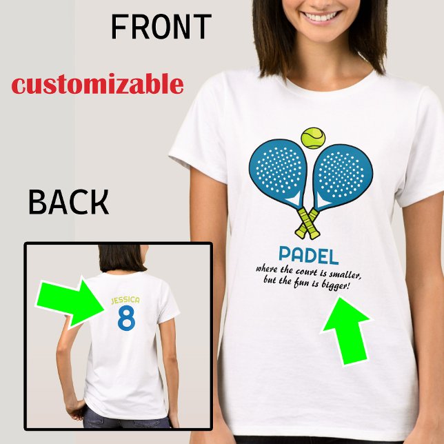 🎾 Anpassningsbar, Padel Passion Tee (Custom text front and back, Padel Passion Tee)